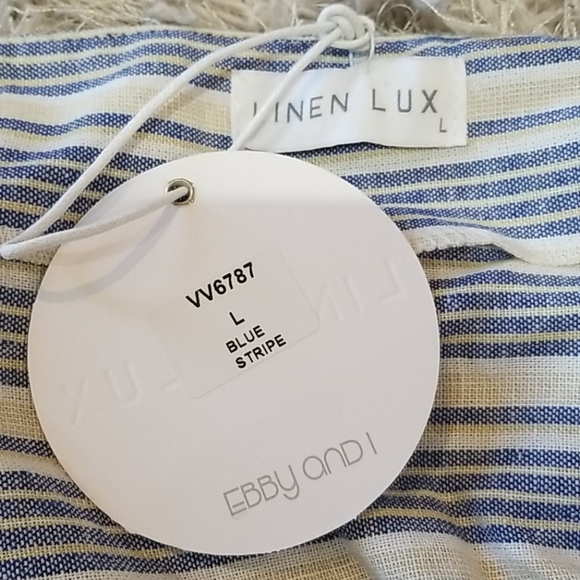 Linen Lux blue striped top, new with tags, size L - Picture 8 of 8